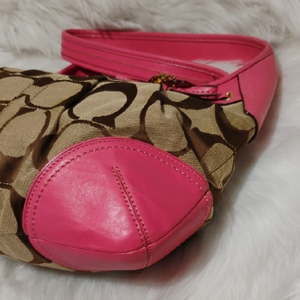 SALE! RARE! Coach Pink 🩷 Brown Signature Vintage Shoulder Bag W Hangtags - Picture 8 of 16